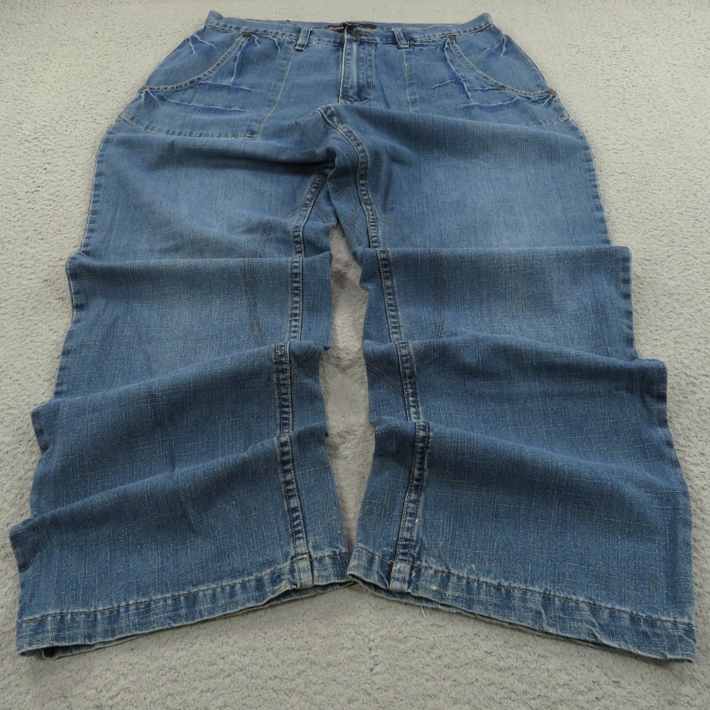 Sean John Baggy Jeans Mens 36x32 Y2K Skater Grunge Wide Leg Opening Pipes Blue